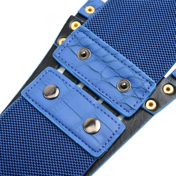 Womens Faux Leather 5 Metal Rings Wide Waist Belt main image 4